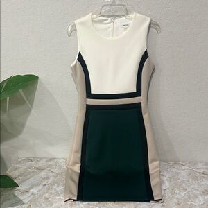 Calvin Klein Cream and Black Mini Dress